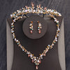 Baroque Vintage Gold Crystal, Beads and Rhinestone Tiara, Necklace & Earrings Jewelry Set