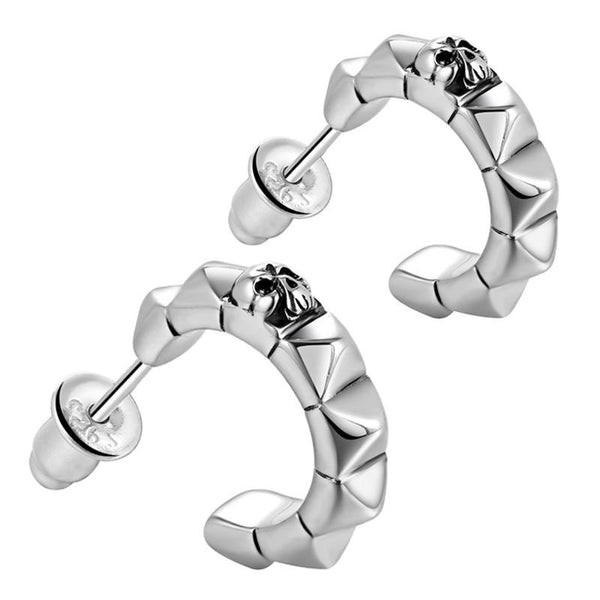 Punk Skull 925 Sterling Silver Biker Stud Earrings