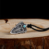 Chinese Mythical Taotie with Artificial Turquoise Inlay 925 Sterling Silver Biker Pendant Necklace