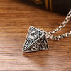 Four God Beasts Pyramid 925 Sterling Silver Vintage Pendant Necklace
