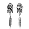 Indian Punk Skull Sterling Silver Vintage Stud Earrings