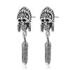 Indian Punk Skull Sterling Silver Vintage Stud Earrings