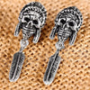 Indian Punk Skull Sterling Silver Vintage Stud Earrings