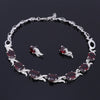 Red Crystal Necklace, Bracelet, Earrings & Ring Jewelry Set