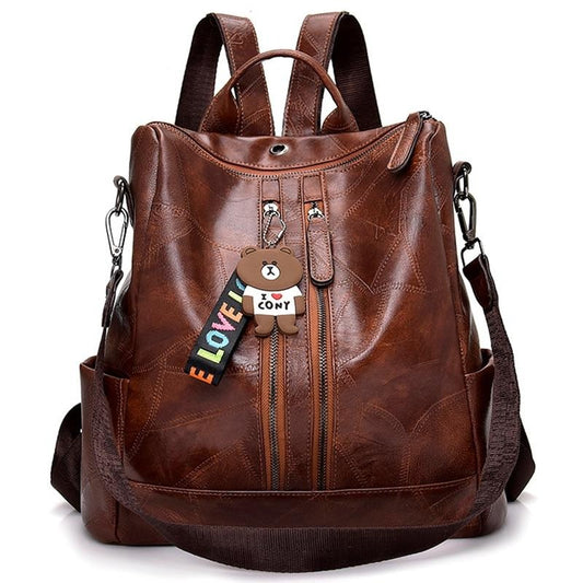 PU Leather Fashion Backpack & Shoulder Bag