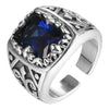 Blue Cubic Zirconia Stone 925 Sterling Silver Biker Vintage Ring