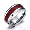 His & Hers Matching Ring Set with Koa Wood Inlay and Heart Shaped Zirconia