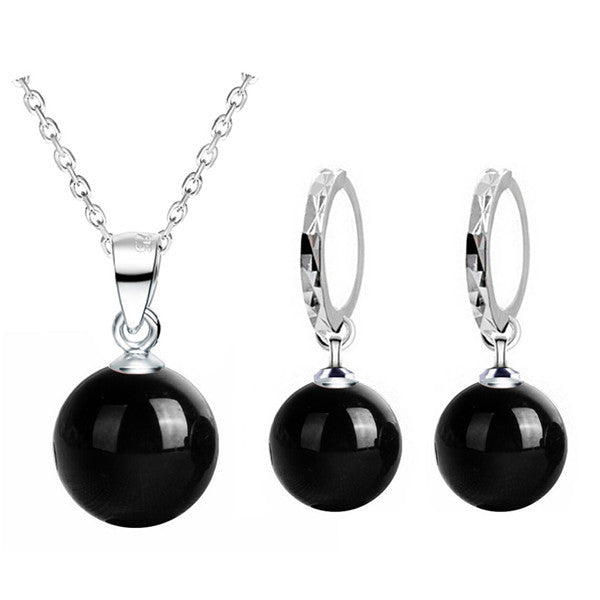 Natural Agate Moonstone Necklace & Earrings Jewelry Set