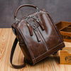 Small Multifunctional Split Leather Vintage School Bag, Travel Backpack & Shoulder Bag