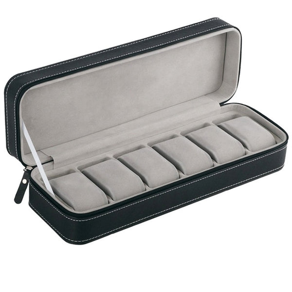 6/10/12 Slots Portable PU Leather Watch Storage Box & Organizer