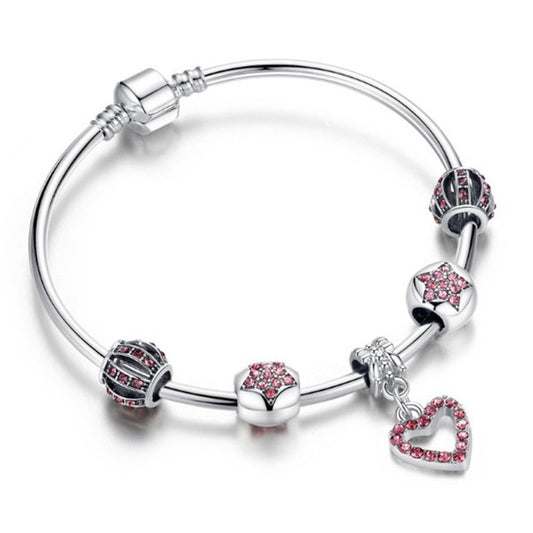 Crown, Heart & Star Charm Bracelet