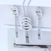 Silver Tassel Stainless Steel Fashion Wedding Earrings & Necklace Jewelry Set