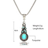 Tibetan Silver Crystal & Turquoise Chain Pendant Necklace & Earrings Jewelry Set