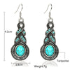 Tibetan Silver Crystal & Turquoise Chain Pendant Necklace & Earrings Jewelry Set