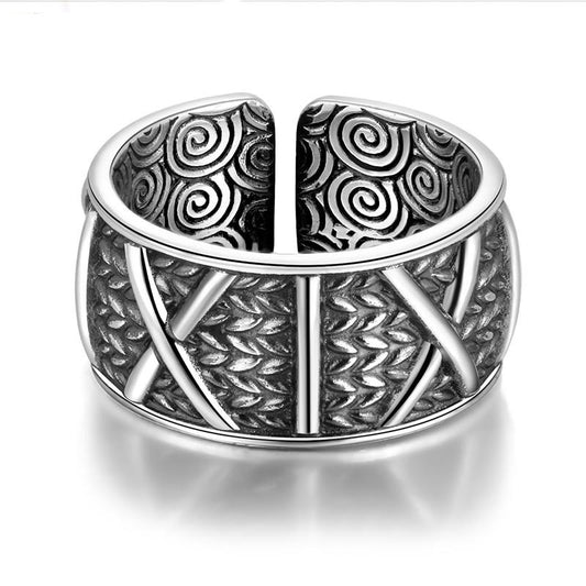 Geometric Shapes Signet Adjustable Pure 925 Sterling Silver Vintage Ring