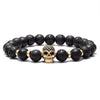 Black Lava Stone Beads Elastic Charm Bracelet