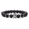 Black Lava Stone Beads Elastic Charm Bracelet