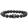 Black Lava Stone Beads Elastic Charm Bracelet