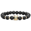 Black Lava Stone Beads Elastic Charm Bracelet