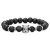 Black Lava Stone Beads Elastic Charm Bracelet