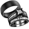 Zircon Rhinestones Women's Ring and Black Men's Ring Wedding Engagement Ring Set