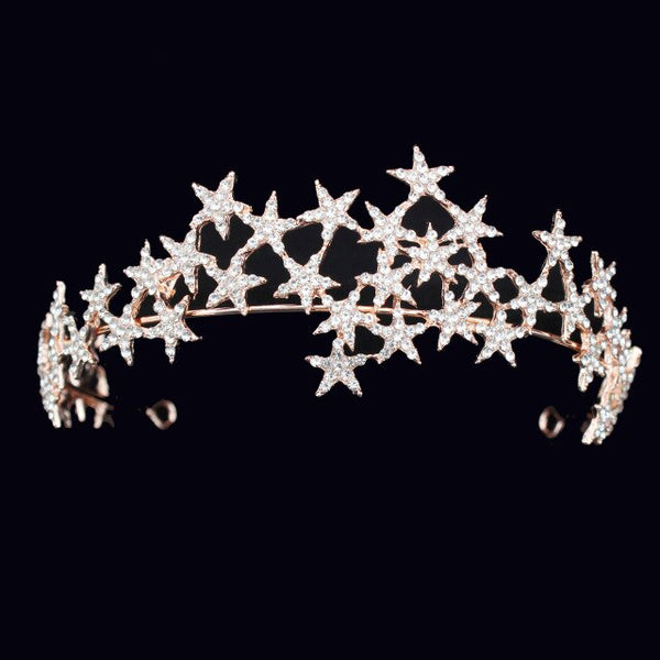 Star Tiara Crown Headband with Rhinestone Crystals