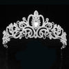 Silver and White Crystal Tiara Crown with Pearls and Flower Diadem