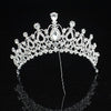 Silver and White Crystal Tiara Crown with Pearls and Flower Diadem