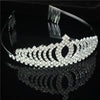 Silver and White Crystal Tiara Crown with Pearls and Flower Diadem