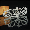 Silver and White Crystal Tiara Crown with Pearls and Flower Diadem