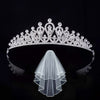 Silver Tiara Crown with Veil Set Wedding