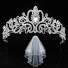 Silver Tiara Crown with Veil Set Wedding
