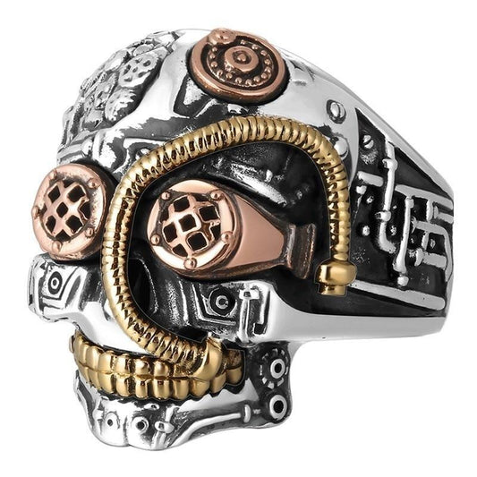 Steampunk Skull 925 Sterling Silver Biker Vintage Ring