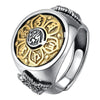 Buddhism Six Words Signed Spinner 925 Sterling Silver Vintage Ring
