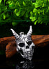 Gothic Satanic Devil Skull & Cross Stainless Steel Biker Pendant Necklace