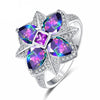 Flower Design Cubic Zirconia 925 Sterling Silver Engagement Ring