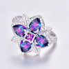 Flower Design Cubic Zirconia 925 Sterling Silver Engagement Ring