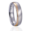 Silk-brushed Silver & Gold-plated Titanium Steel and Cubic Zirconia Wedding Bands Set