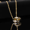 Cubic Zirconia Double Ring Pendant Chain Necklace
