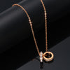 Cubic Zirconia Double Ring Pendant Chain Necklace