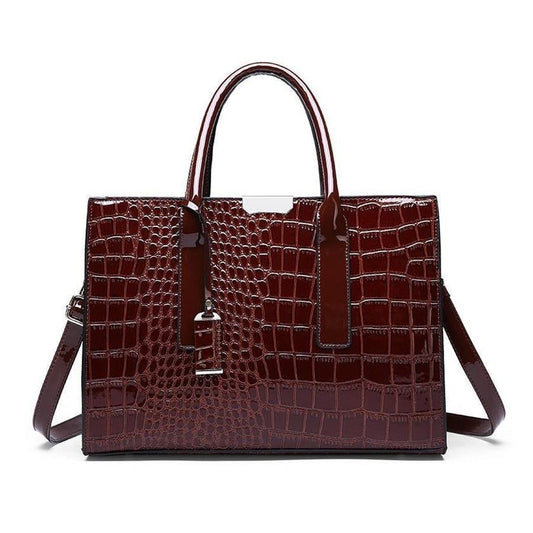 Alligator Skin PU Leather High-Capacity Tote Handbag, Crossbody & Shoulder Bag