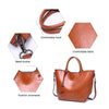 Oil Waxed Leather Tote Handbag, Crossbody & Shoulder Bag