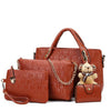 Four-Set PU Leather Chain Pattern Designer Vintage Purse, Handbag, Crossbody, & Shoulder Bag