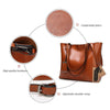 High-Capacity Casual PU Leather Tote Handbag & Shoulder Bag