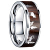 8mm Deer Stag Wood Inlay Stainless Steel Wedding Rings