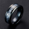 Silver & Black Celtic Dragon and Zircon Claddagh Engagement Wedding Ring Set
