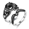 Black Skull Round Cubic Zirconia Engagement Ring Set