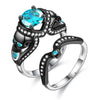 Black Skull Round Cubic Zirconia Engagement Ring Set