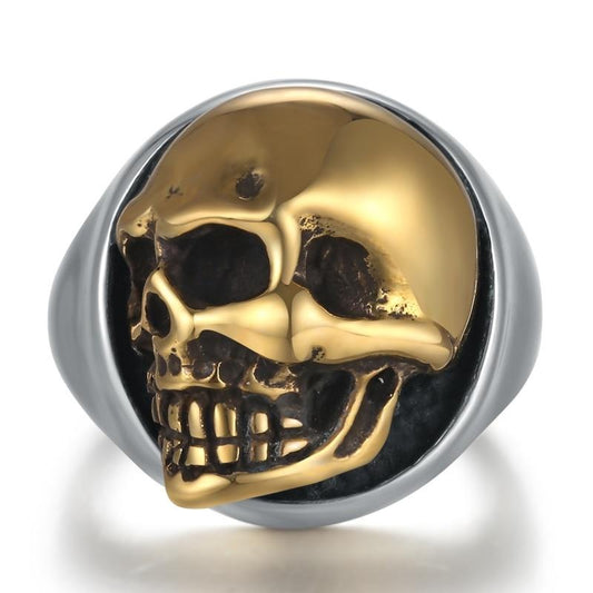 Gold-plated Skull 925 Sterling Silver Biker Vintage Ring