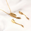 Gold Tassel Stainless Steel Fashion Wedding Earrings & Necklace Jewelry Set